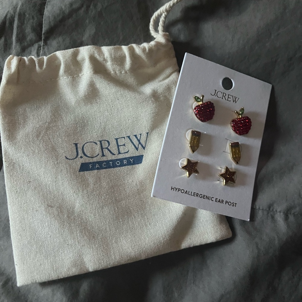 J. Crew women’s Red and Gold Hypoallergenic Earrings Set